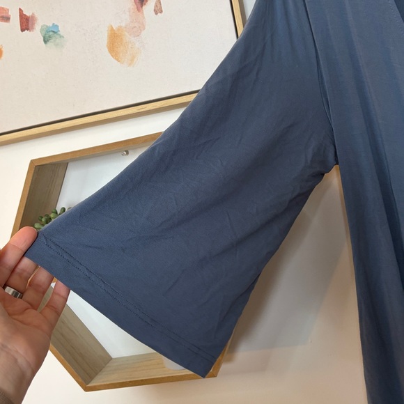 Caden Lane Solid Dusty Blue Bamboo Knit Maternity Robe OS - Picture 5 of 8